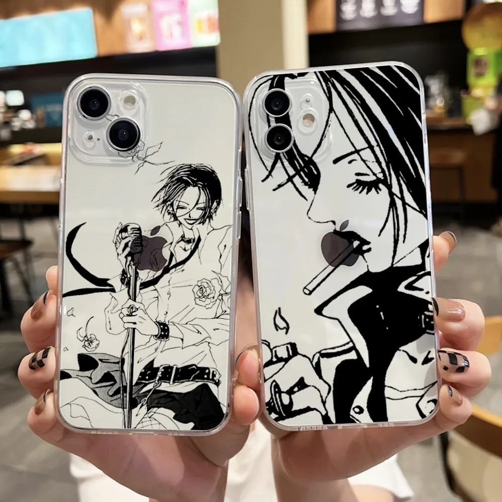 Anime Nana Osaki Line Phone Case For Iphone 15 11 13 14 Pro Max 7 8 Plus X Xr Xs Max 16pro 12mini Transparent Cover