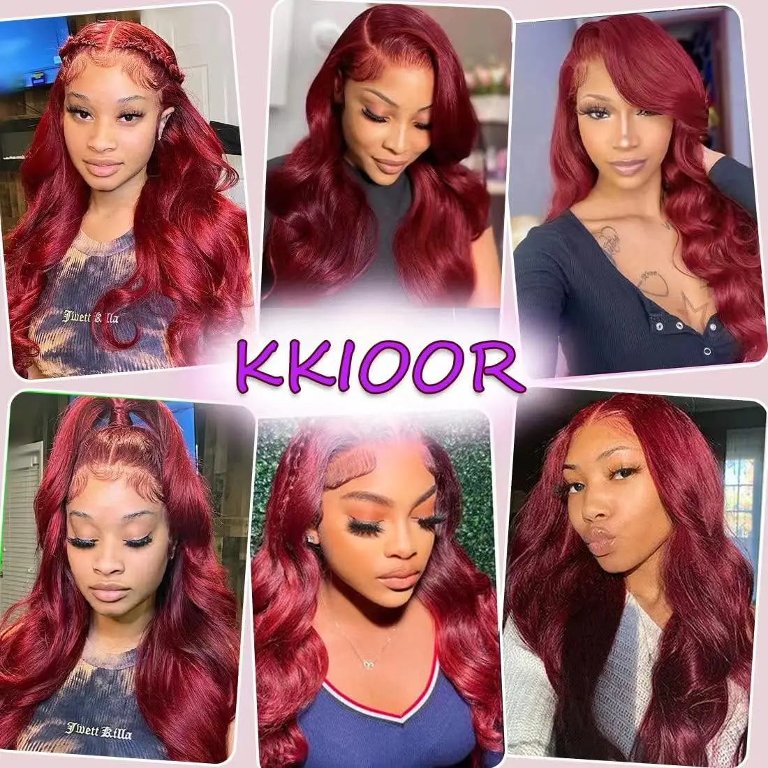 Wig Rambut Asli 34 Inch 200% Density Body Wave Burgundy 13x4 HD Lace Front Untuk Wanita 99j Bug Colored 13x4 HD Lace Frontal Wig