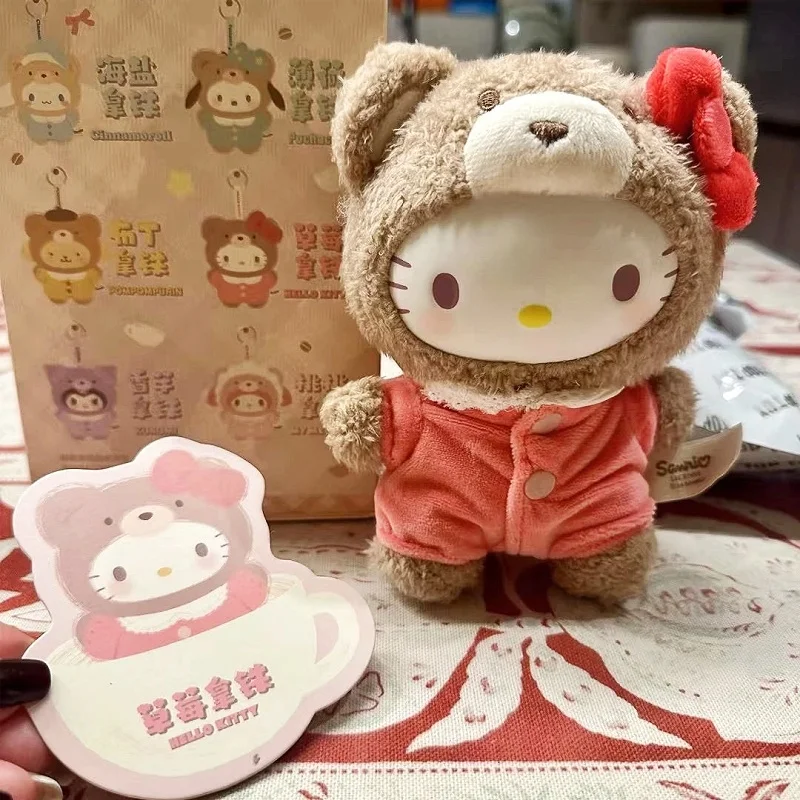 Sanrio personnages Latte bébé série vinyle boîte aveugle jouets Kuromi mélodie Hello Kitty figurines pendentif poupée dessin animé décor cadeau de noël
