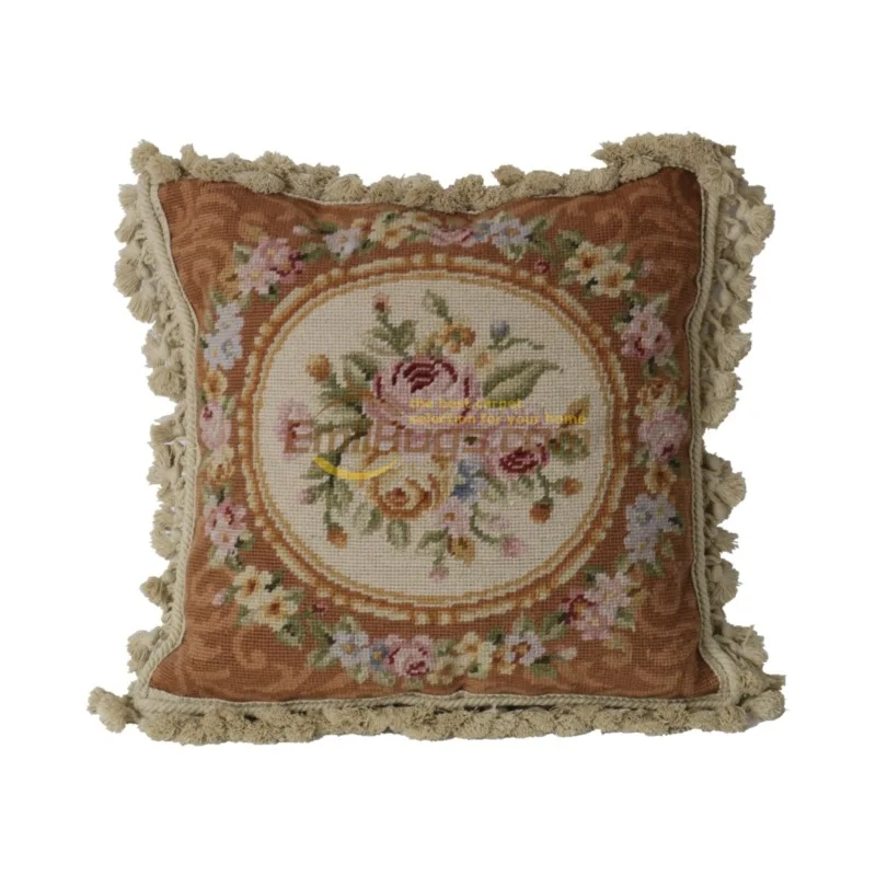 needle point pillows  woven  living room vintage embroidery cushion cross-stitch handcrafted cushions