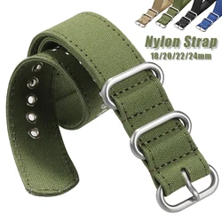 Canvas Watch Strap 18mm 20mm 22mm 24mm Nylon Watchband for Huawei GT2/3 for Seiko Bracelet Military Sport Comfortable Wristband