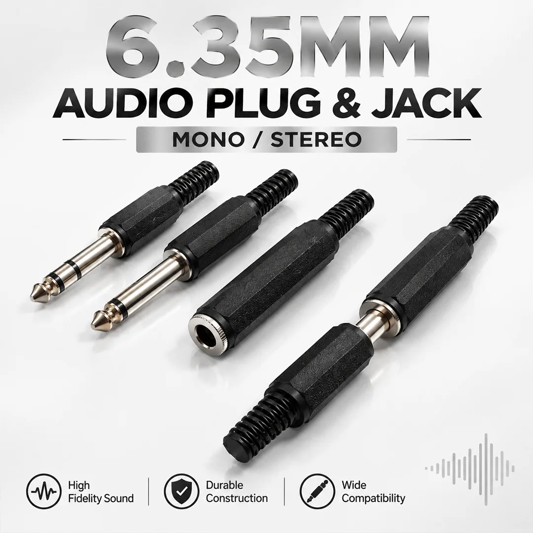 6.3MM Mono/Stereo AUDIO Jack Plug Male Connector 2Pole 3Pole Welding Line HeadPhone Stereo 1/4