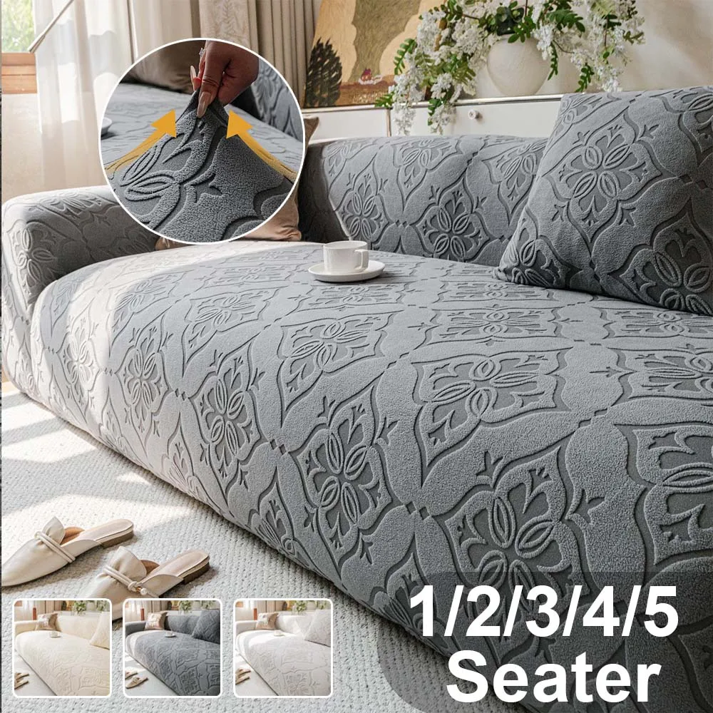 

Luxury Jacquard Sofa Slipcover Washable Dust-proof 1/2/3/4/5 Seater Couch Cover Furniture Protector for Home Bedroom Hotel Decor