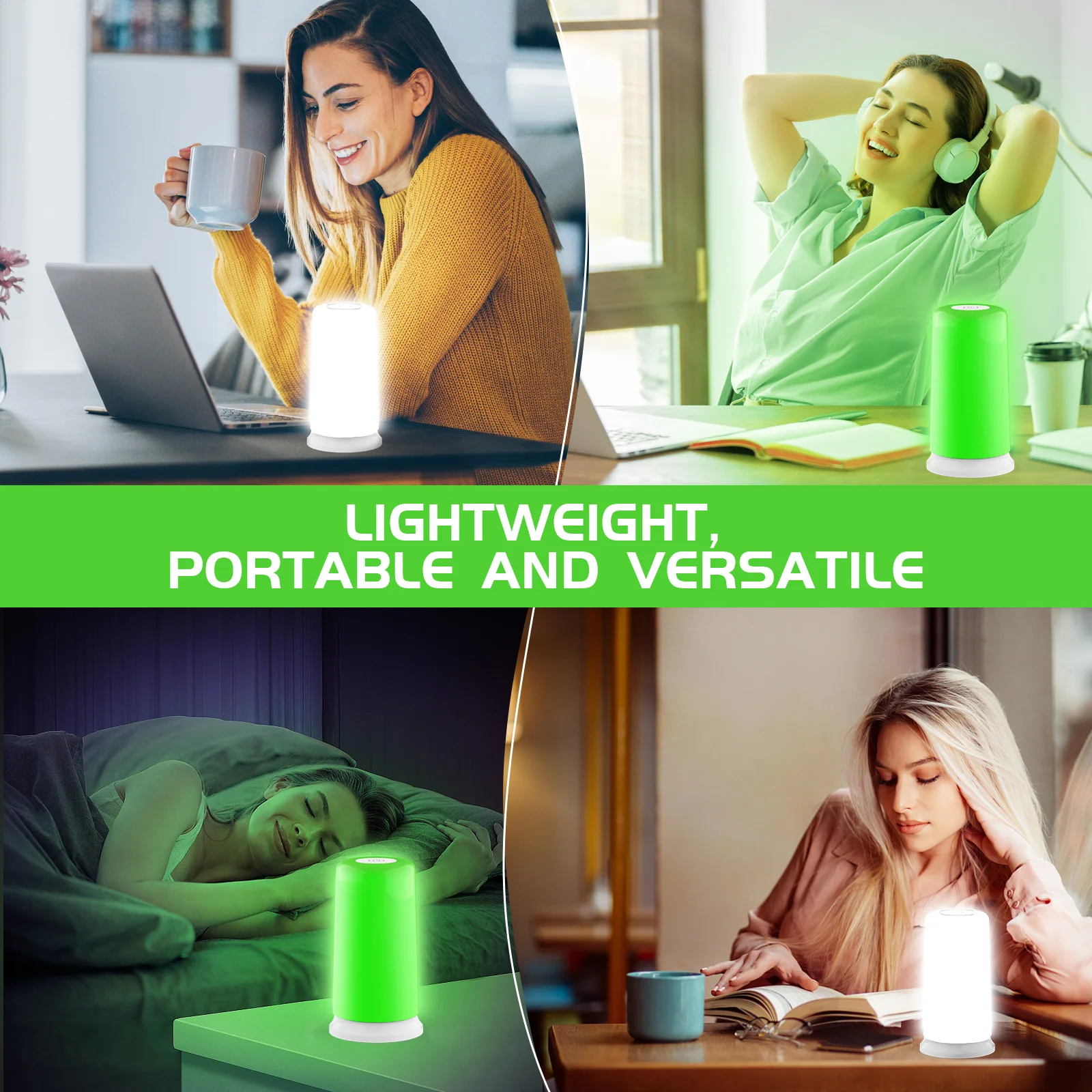 KTS Lampada per terapia della luce verde per l'insonnia Ansia Depressione Dispositivo di aiuto per il sonno Allevia l'emicrania Migliora l'umore Mal di testa 10000 Lux