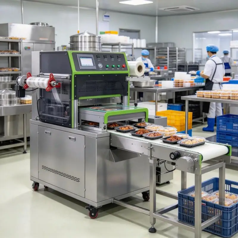 Automatic Modified Atmosphere Packaging Machine Food Tray Sealer Gas Flush Vacuum Packaging Equipment