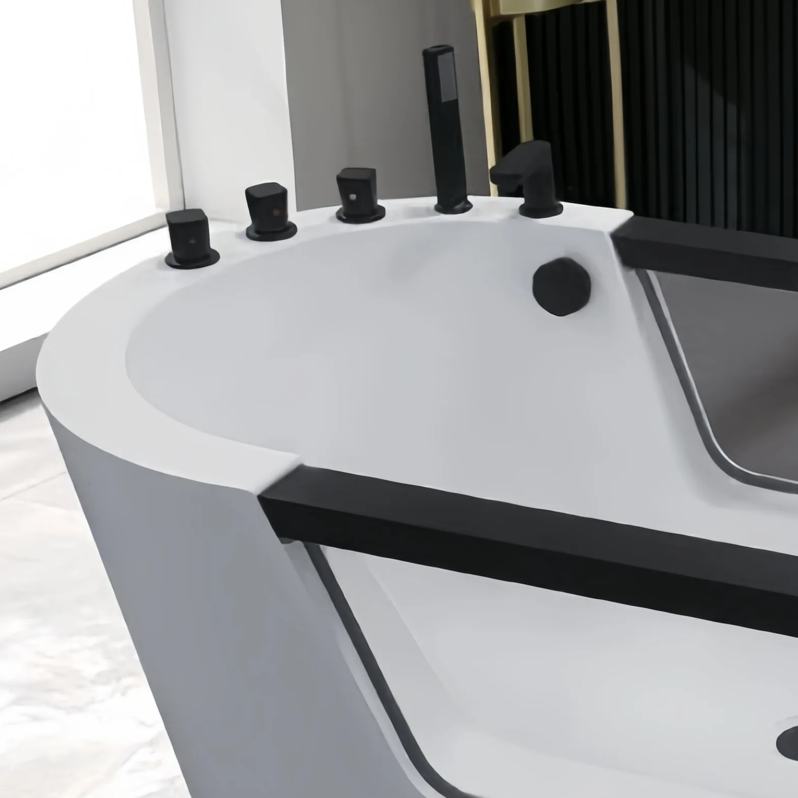 2025 New Internet Popular Simple Fashion Sea View Freestanding Acrylic Surfing Massage Constant Temperature Bathtub Easy Clean