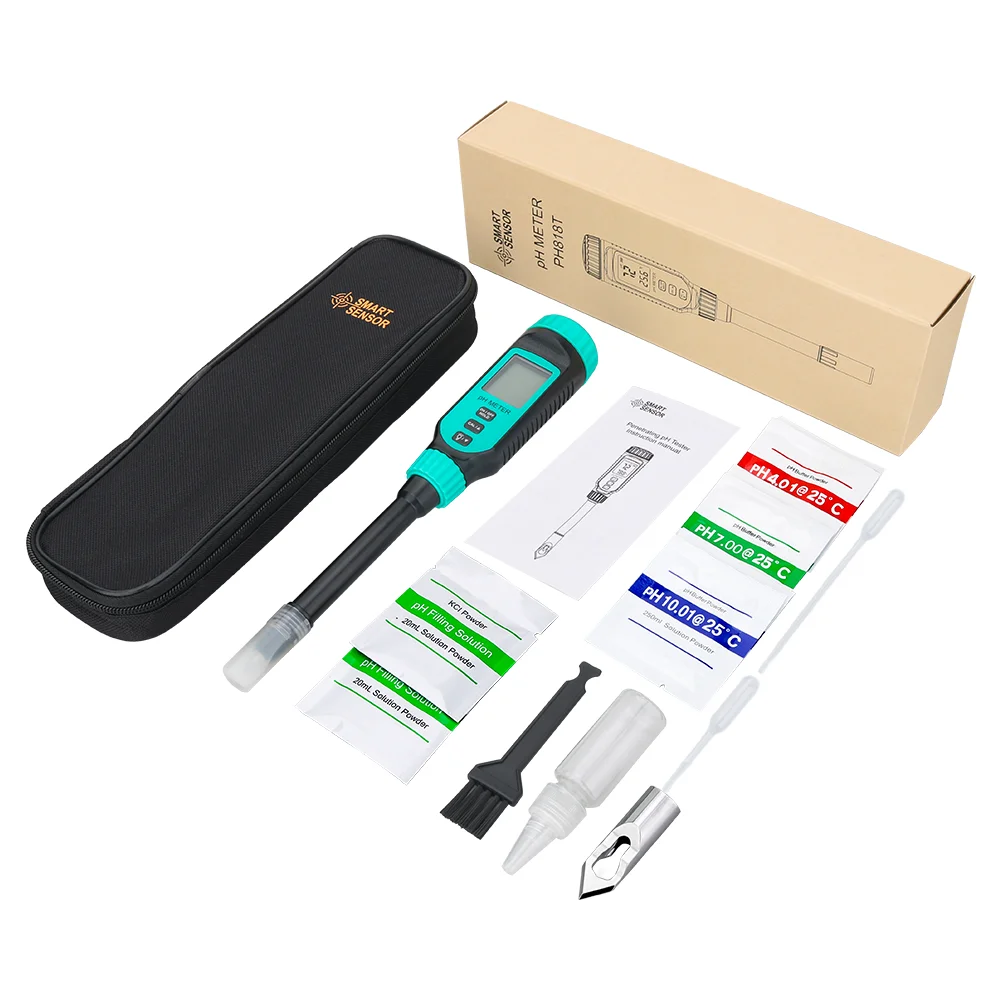 4 in 1 Soil PH Tester Temperature PH Meter Dough Meat Bread Vegetable Fruit Sauces Semi-solid PH Tester Outdoor Water Acidimeter