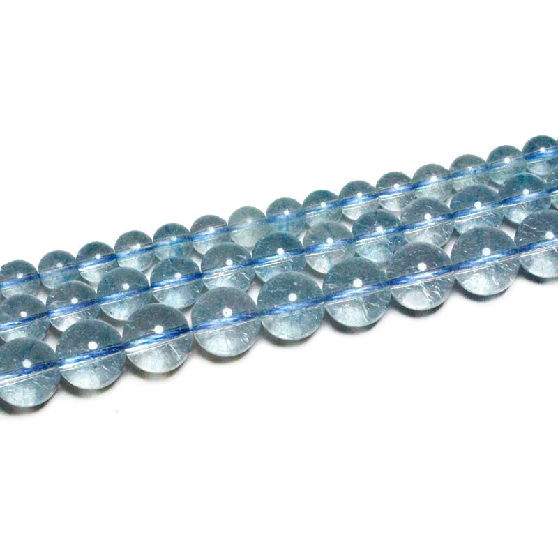 Natural Stone Beads Topaz Blue Crystal Round Loose Spacer Beads For Jewelry Making DIY Bracelet Necklace Charms 6 8 10MM