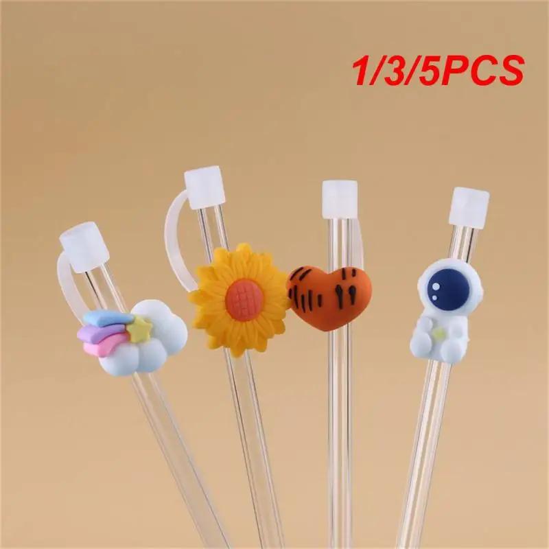 1/3/5PCS Dust Water Repellent Office High Temperature Resistance Silicone Cup Lid Cover Dust Cover Stainless Steel Straw