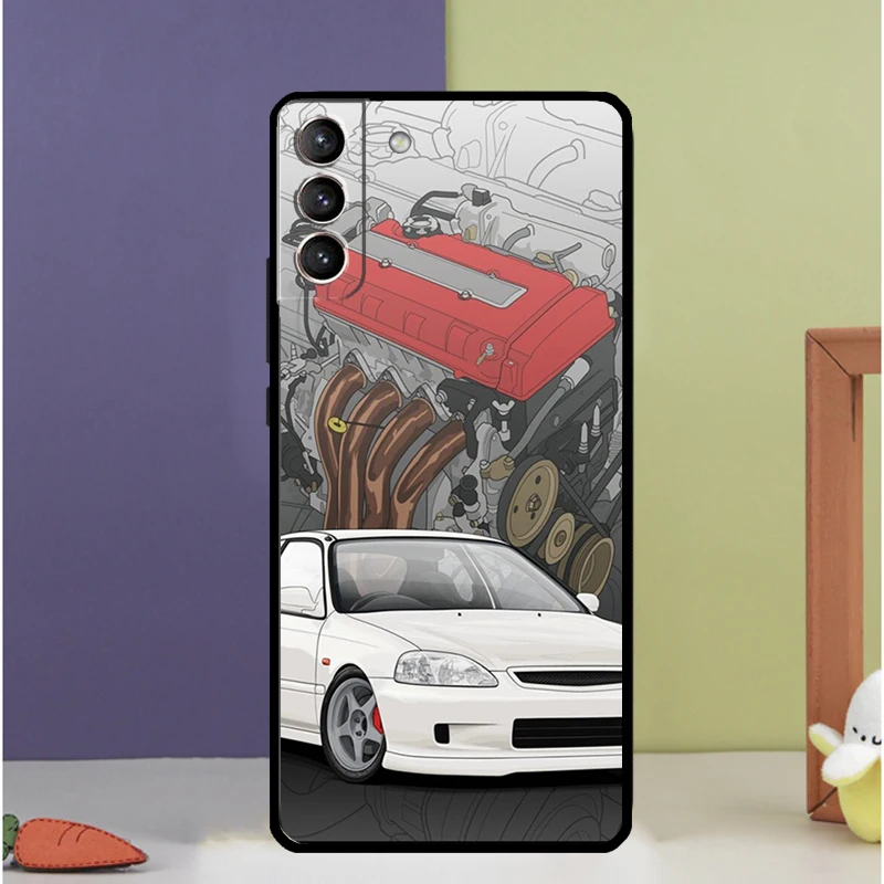 JDM Type R Civic Sport Car Case For Samsung Galaxy S23 S21 Ultra S22 Plus Note 10 20 Ultra S8 S9 S10 S20 FE Cover Coque