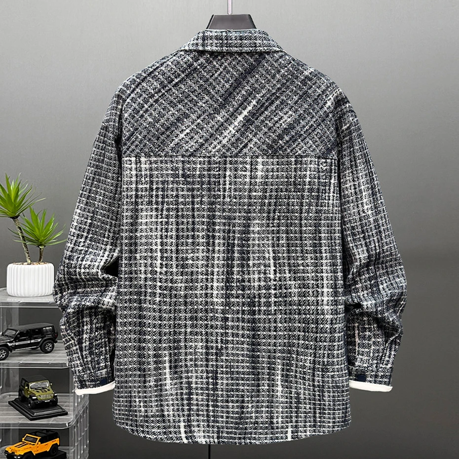 11XL 10XL Plus Size Plaid Jacket Men Vintage Harajuku Jacket Coats Spring Autumn Cargo Jacket Male Big Size