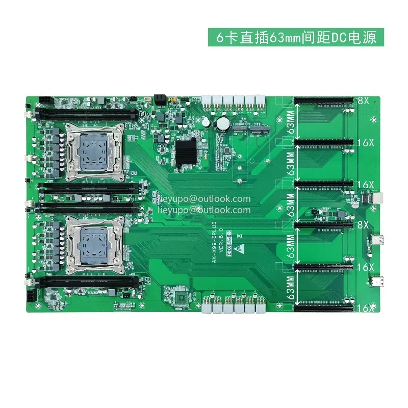 X99 Dual-Socket PLUS Motherboard LGA2011-3 Processor DDR4 Memory 6 PCIe Graphics Card Slots Wide Spacing