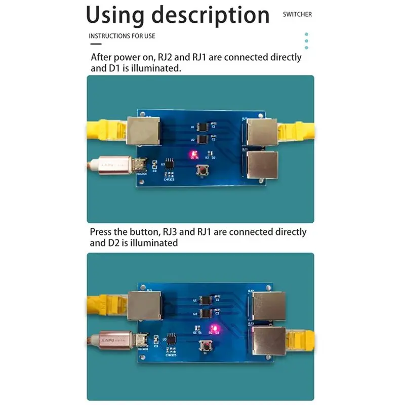 1 Pcs Switch Module Internal/External Network Switcher 2-In-1-Out Distributor Module