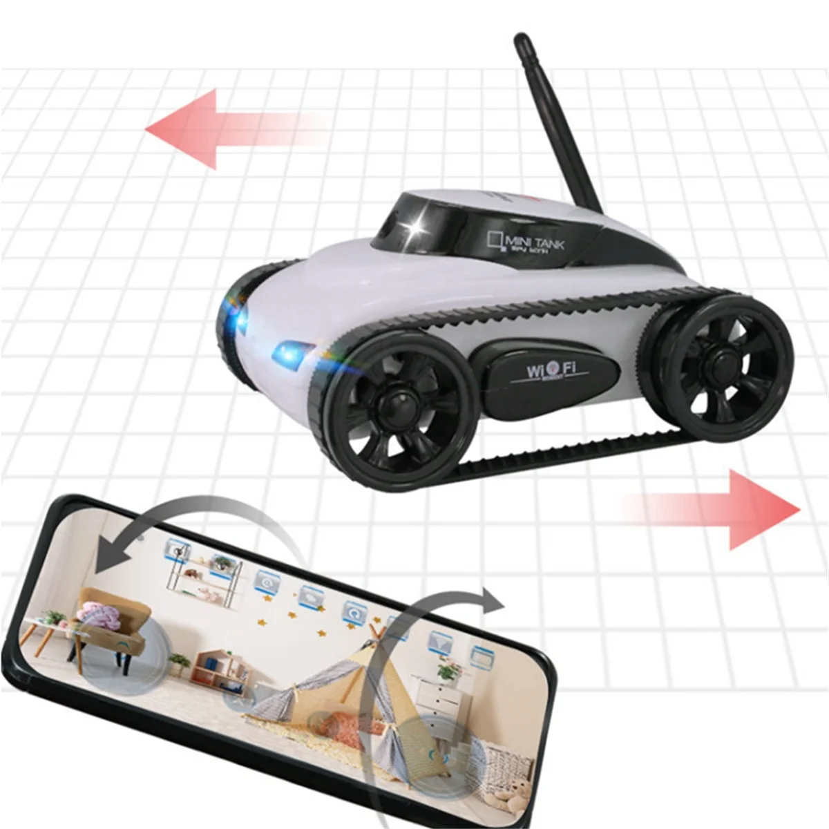 

FPV WIFI RC Car Real Time Quality Mini Camera Video Remote Control Robot Tank Intelligent APP Wireless Toy for KidsJAS