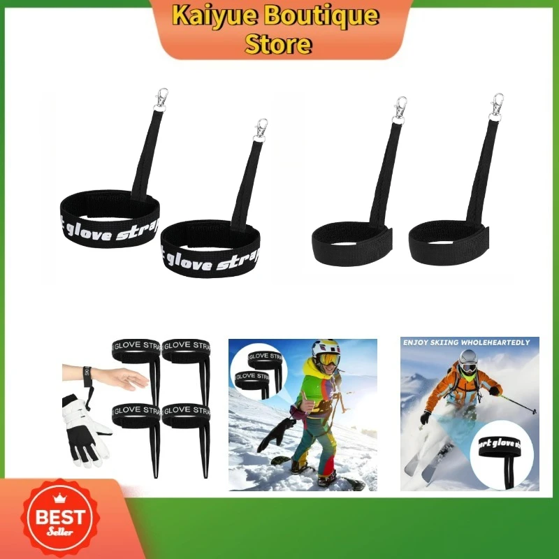 

Ski and Snowboard Gloves with Elastic Wrist Straps and Buckles, Adjustable Glove Cords, Sports Ski Gloves Safety Straps