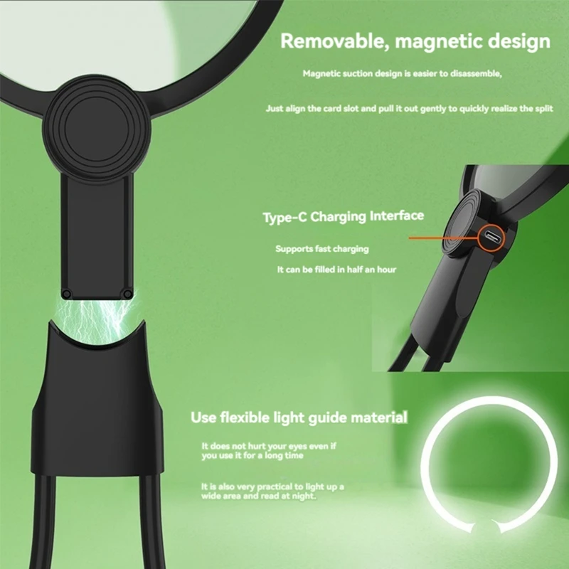 Lupa Flexible de cuello portátil con 24 luces LED, lupa HD portátil, joyería de lectura para personas mayores