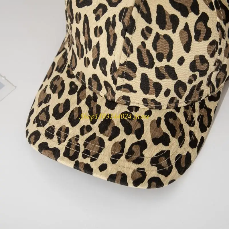 N5KE Women's Curved Brims Cotton Baseball Caps Breathable Design Sun Hat Adjustable Closure Leopards Print Sun