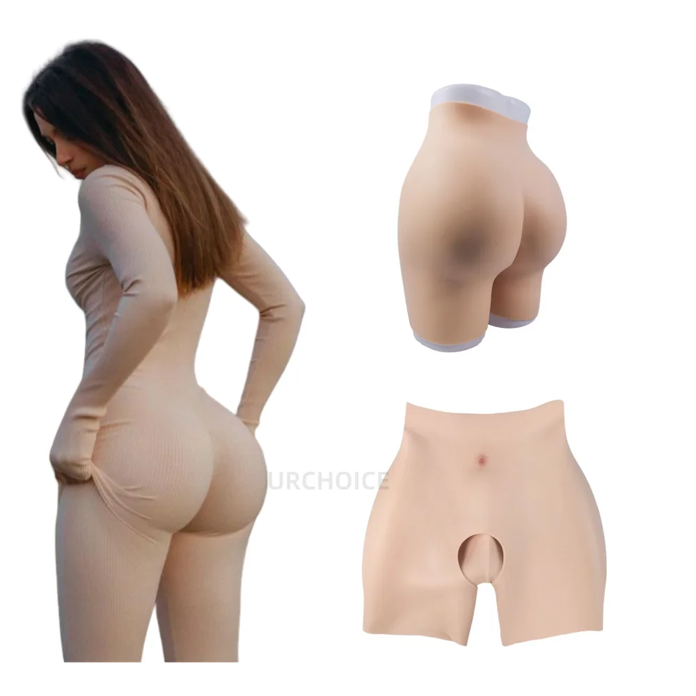 2026 hot Women Silicone Open Crotch Panties Bum Body Shaper Big Silicone 2CM Buttock Lifter False 2.2CM Hips Padded Pants