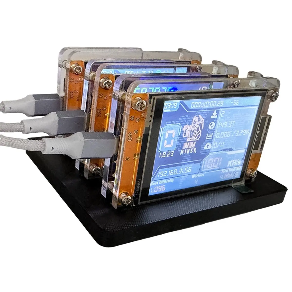 A86G NEW 3X 1000KH/S +3 Slots Stand Upgraded Harshrate 2.8 Inch Smart Display Bitcoin Crypto Solo Miner for Home