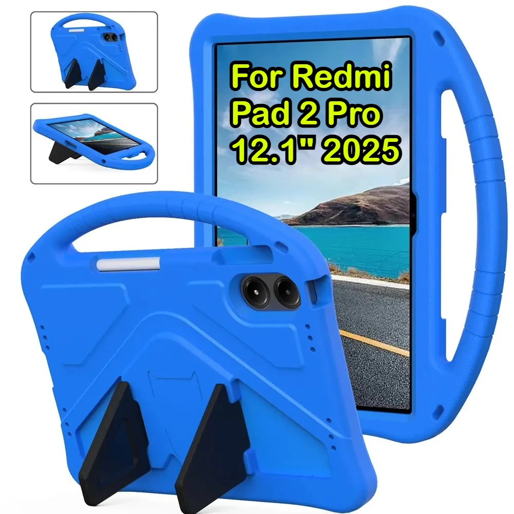 

Детский противоударный чехол для планшета из ЭВА для Redmi Pad 2 Pro 12,1 дюйма, 11 дюймов, 2025 г., жесткий чехол-подставка для Xiaomi Poco Pad 8 7 6 5 Pro 11,2