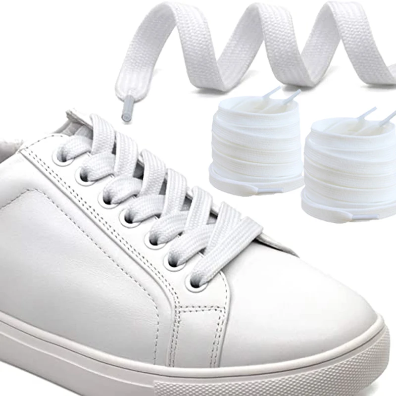 

1Pair Fashion Simple Sports Casual Shoe Lace Solid Color Flat Shoelace Double Flat Laces High Quality Polyester White Shoelaces