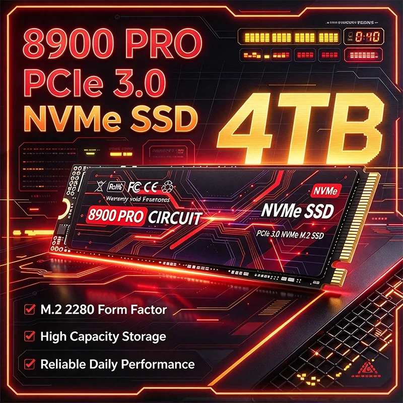 8900 PRO M.2 2280 NVMe PCIe 3.0x4 SSD TLC 3D Internal Solid State Drive 500GB‑4TB For Gaming Desktop Laptop PC Storage