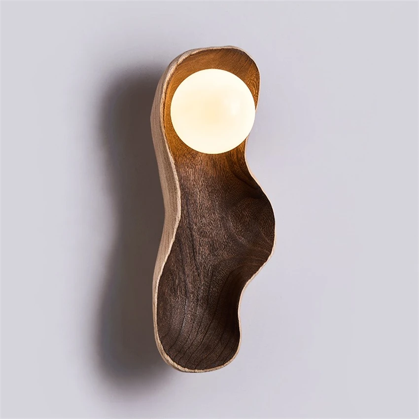 wabi-sabi style bedside wood art wall lamps retro loft hotel bedrooms living room decor sconces