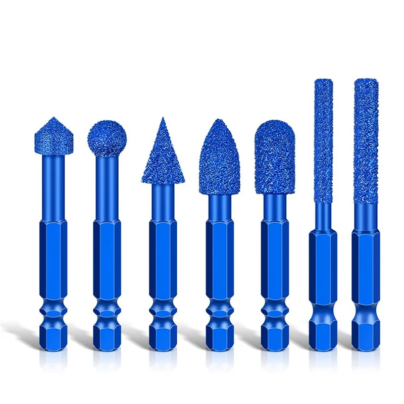 

B08B-Diamond Grinding Burr Drill Bits Set(7Pcs) For Precision Engraving And Polishing