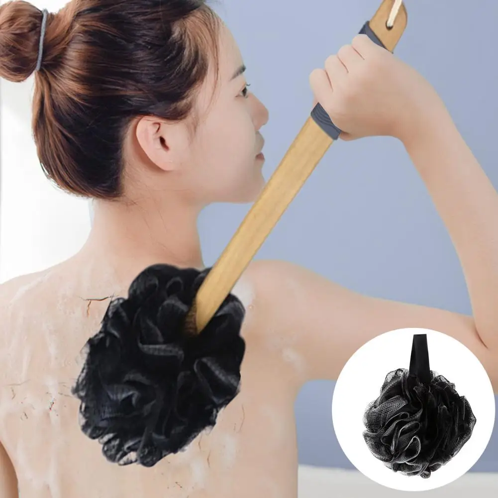 Bath Loofah Easy to Hang Smooth Skin Rich Lather Body Scrubber Sponge with Non-slip Handle for Shower