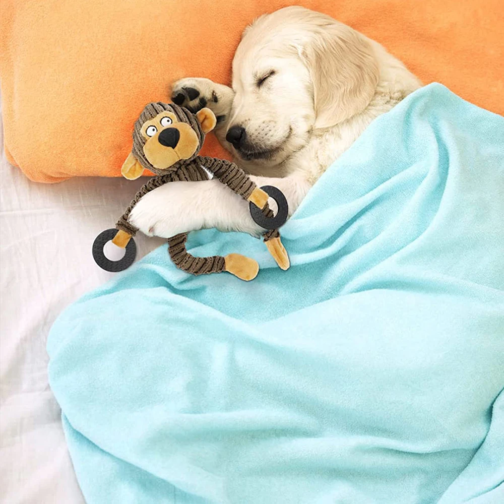 Jouets à mâcher en peluche grinçant pour chiens, jouets interactifs pour petits chiens, entraînement de dentition, singe mignon