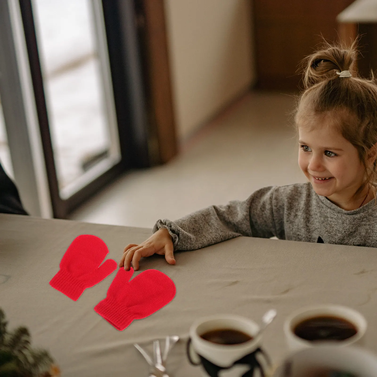 

6Pairs Kids Warm Mittens Knitted Full Finger Outdoor Winter Gloves Comfortable Winter Mittens for Boys Girls 1-4 Years