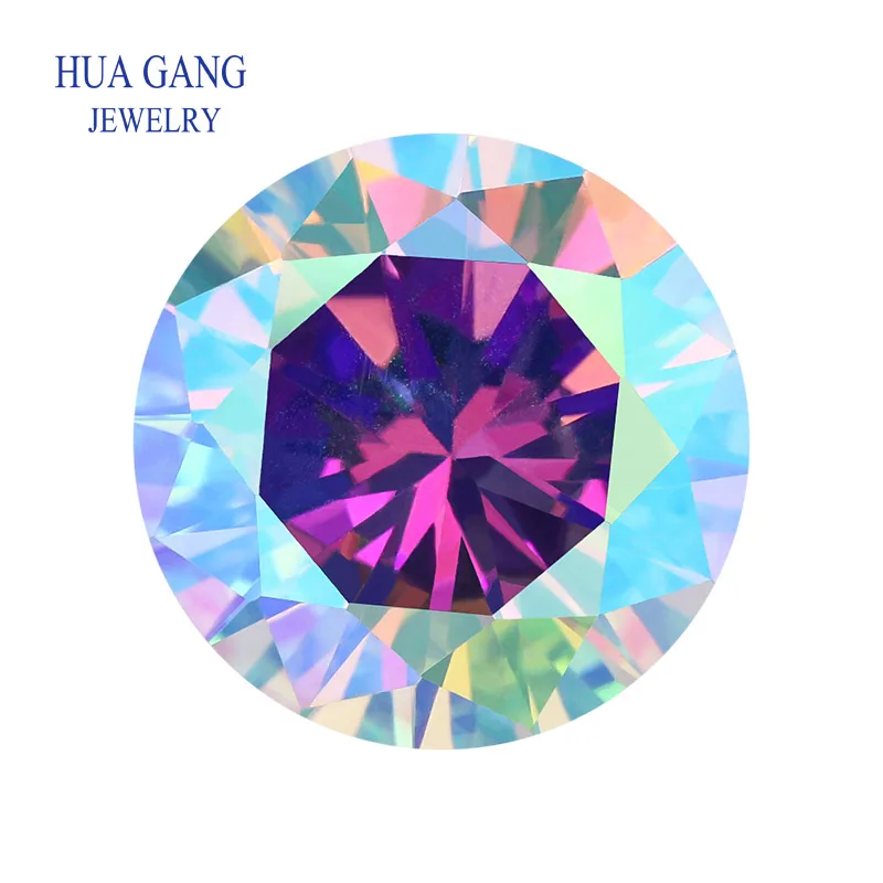 

Round Shape AB Multicolor Cubic Zirconia Stone Loose Plating AB Color CZ 1mm~10mm Stones Synthetic Gems For Jewelry Making