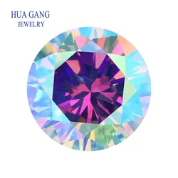 Round Shape AB Multicolor Cubic Zirconia Stone Loose Plating AB Color CZ 1mm~10mm Stones Synthetic Gems For Jewelry Making