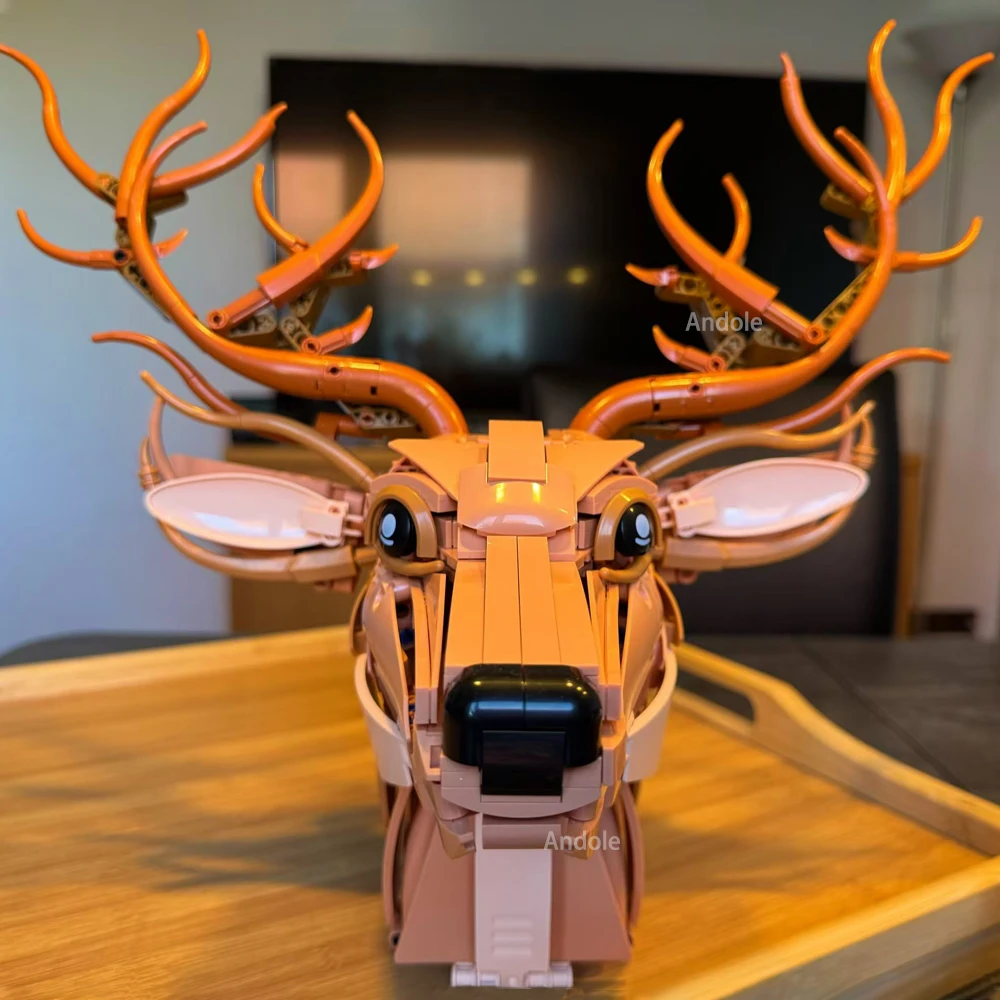 Ideas Deer Head Building Block Creative Expert  Animal Removable To Wall-Mount Eagle Head Ox Head Model Bricks Toys For Boy Gift
