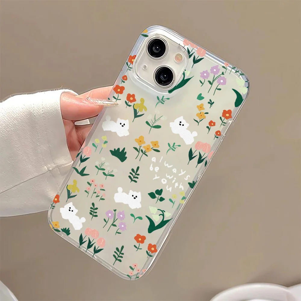 Soft TPU Matte Phone Case for iPhone 11 13 14 Plus 15 Pro Max 12 Mini 13promax 14promax 15promax Flower Transparent Fundas Cover