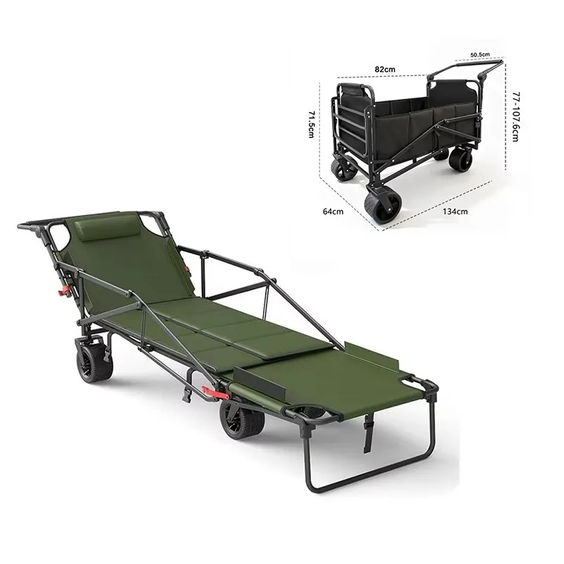YTYINMetal Frame Eco-Friendly Utility Wagon Family Outings Garden Park Portable Beach OEM Camping Foldable 4 Wheel Trolley Cart