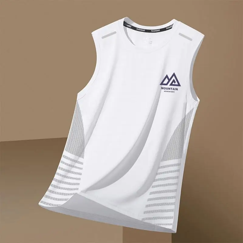 Summer men's quick drying breathable vest sports fitness base shirt wide shoulder training sleeveless Sweatwicking T-shirt top