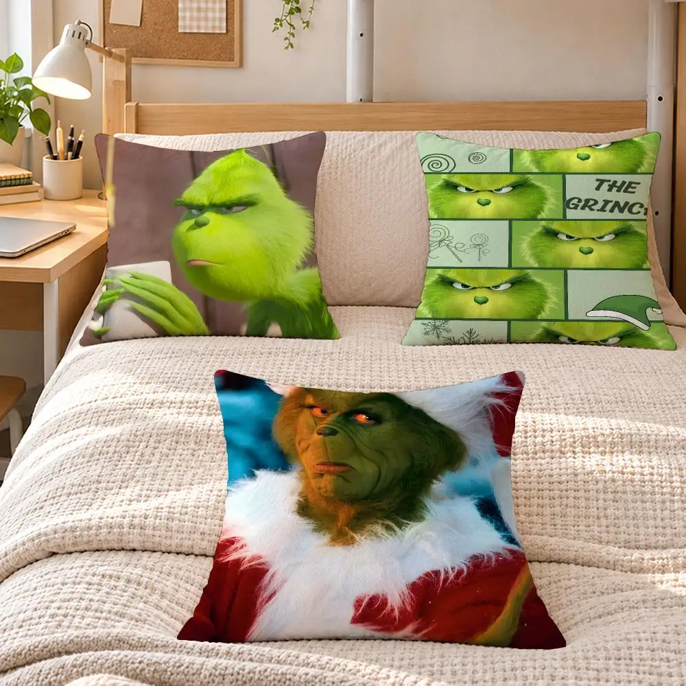 Movie Cinema Classic T-The Grinch Cushion Cover Soft Short Plush  throw pillow Sofa Bedroom Den Car Dorm Decor Gifts