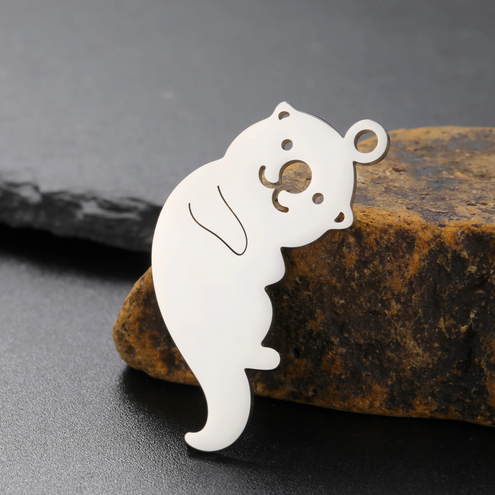 Cute Lying Sea Otter Ocean Animal Charms For Jewelry Making Steel Gold Color Stainless Steel Pendant For DIY Necklace Keychain