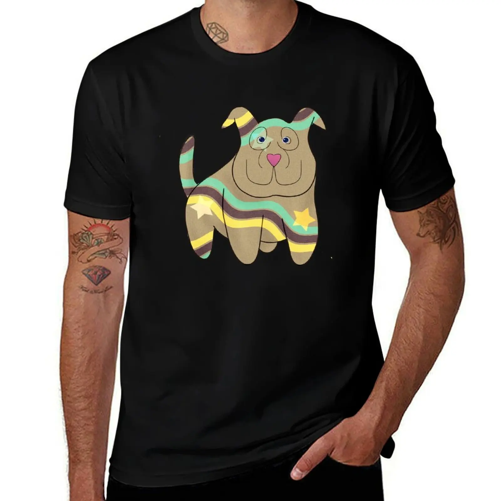 

Pooch Wears Khaki Denim T-Shirt Funny t-shirt aesthetic clothes gifts for boyfriend blue archive Men's t-shirts