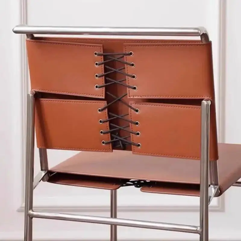Dining Stainless Leather Saddle Chair Steel Designer Kitchen Chairs Backrest Metal Legs for Living Room Furniture Silla Comedor