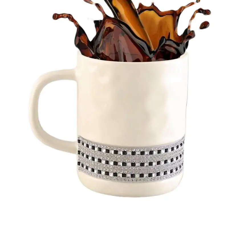 

Rhinestone Coffee Cup 300ml Multifunctional Tea Mugs Ceramic Drinking Container For Juice Beer Wine Multipurpose Tea Coffee Cup