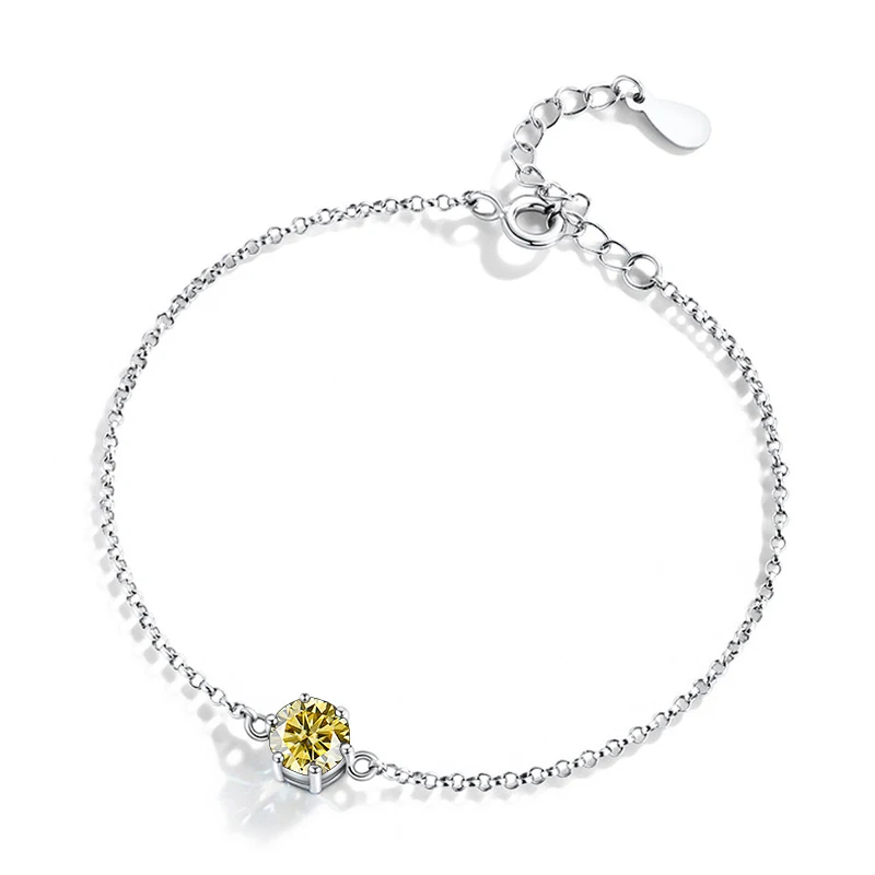JoyceJelly Women\'s Sterling 925 Silver Bracelet 1 ct D color Moissanite Female Classic Six Claw Luxury Jewelry Anniversary Gift