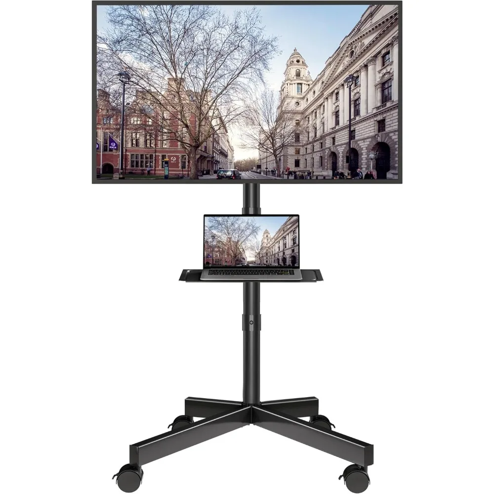 

Mobile TV Stand with Tilt and Wheels for 23-60" TVs, Holds 88lbs, VESA 400x400mm, Adjustable Shelf