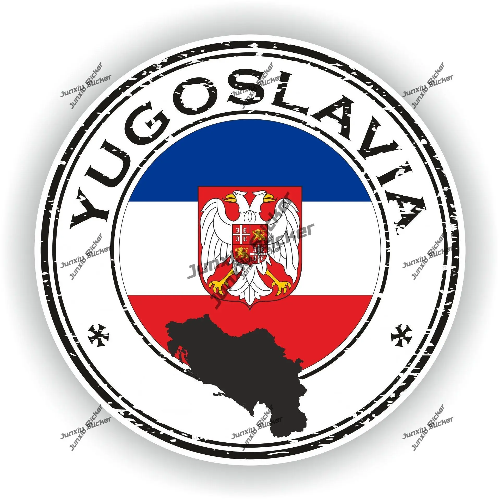 

Yugoslavia Decal Coat of Arms of Yugoslavia Roundel Flag Seal Outline UV Protected Exterior Sticker for Car SUV Bike Laptop Truc