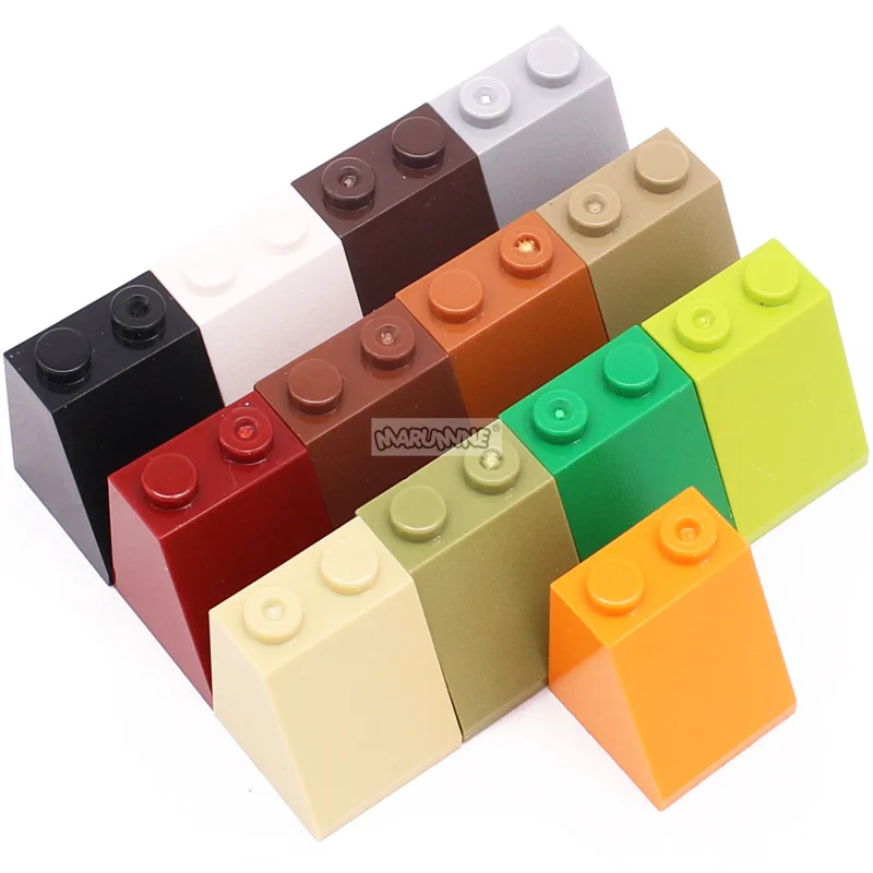 MARUMINE MOC 2x2x2 Beveled Brick Slope 65 Degrees 100PCS Roof Building Block Bulk Parts Compatible with 3678 Assembles Particles