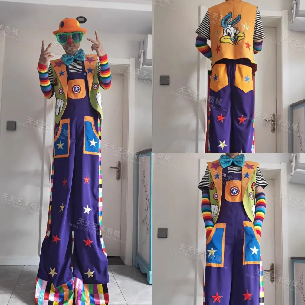 stilt walker clown costume party performance clogthing  anime park festival outfit show wear