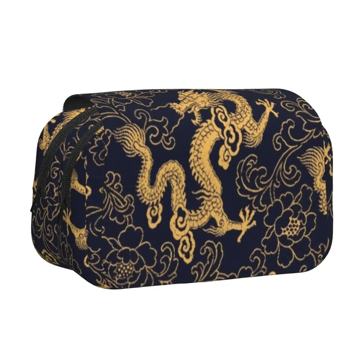 Chinese Traditional Golden Dragon Pencil Cases Pen Holder Hard Shell Leather Big Capacity Pen Box Pencil Bag for Students Gifts
