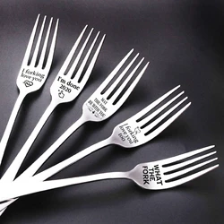 Engraved Fork-Best Gift For Husband Wife And Family Stainless Steel I Forking Love You Kitchen Tool Letter Print Forks Spoons