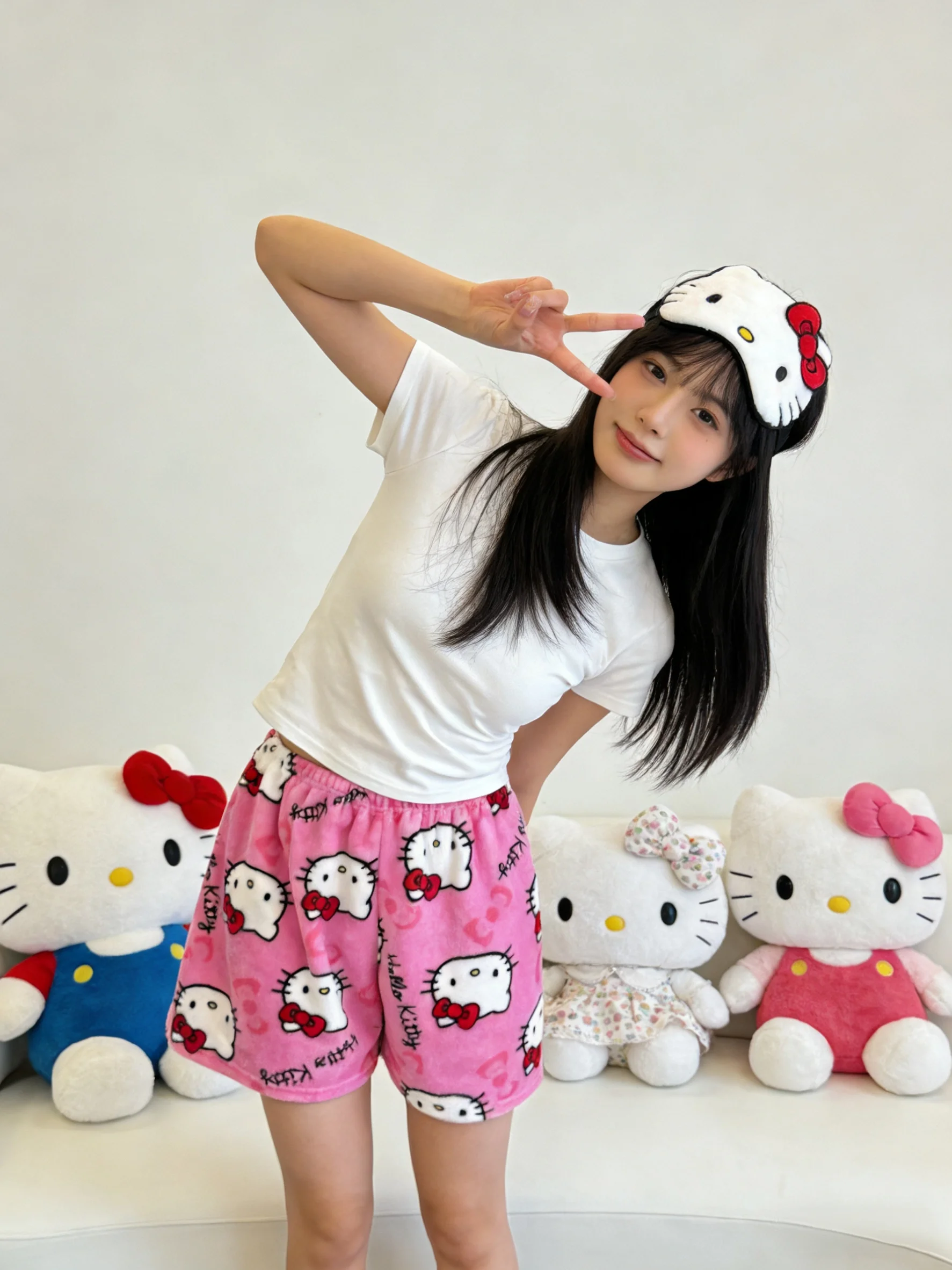 Hello Kitty Flannel Sleep Pants, Pink Shorts for Casual Walks, Y2K Best Friends Outfits, Festival Gifts, Party Outfits
